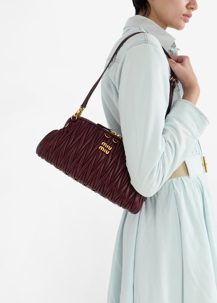 Miu Miu Matelassé nappa leather clutch for Women - Burgundy in UAE