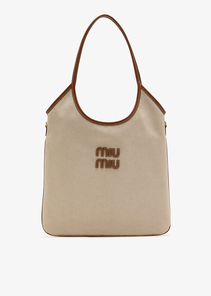 Miu Miu Ivy canvas and leather bag for Women - Beige in UAE