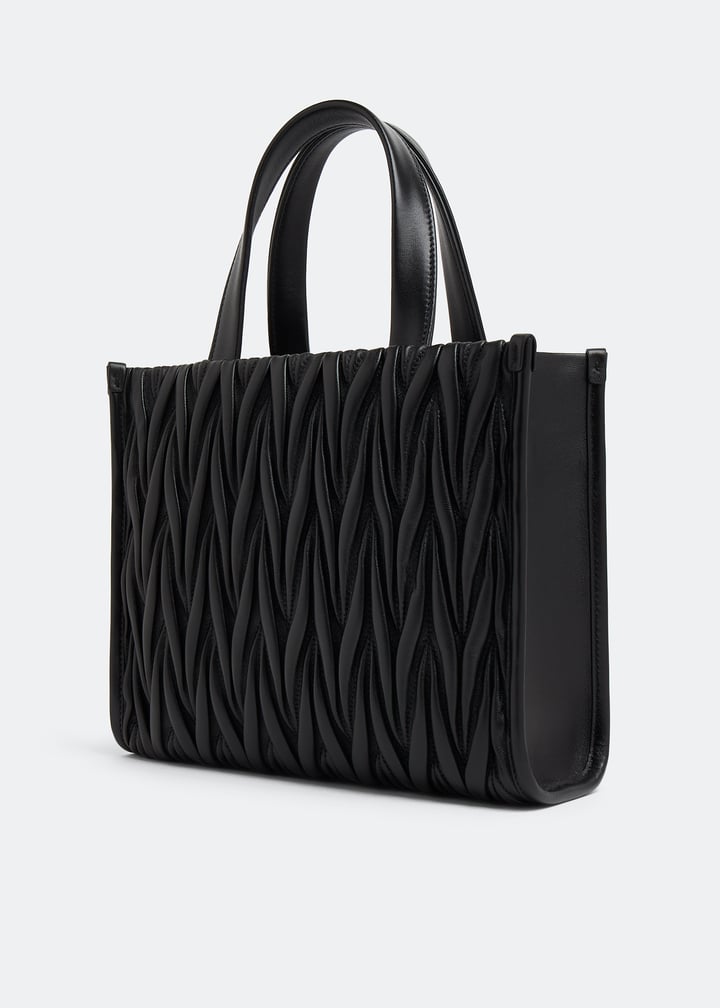 24AW new/MiuMiu ミディアムレザートートバッグ Bag Black Miu Miu Matelassé Black Leather Tote Bag With Gold Hardware