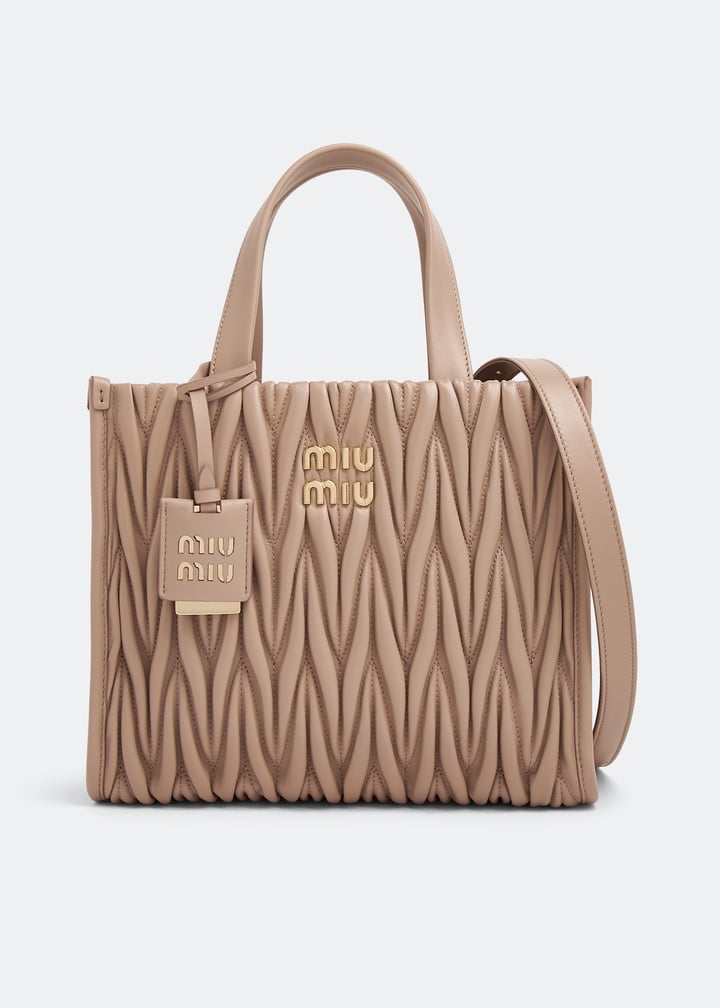 Miu Miu Matelassé leather tote bag for Women - Beige in