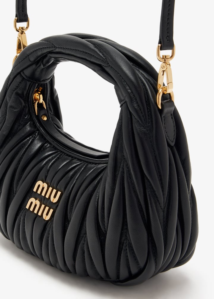 MiuMiu＊Wander matelasse nappa ホーボーミニバッグ＊送料込 Miu Miu Wander Matelassé Nappa Leather Hobo Mini-Bag