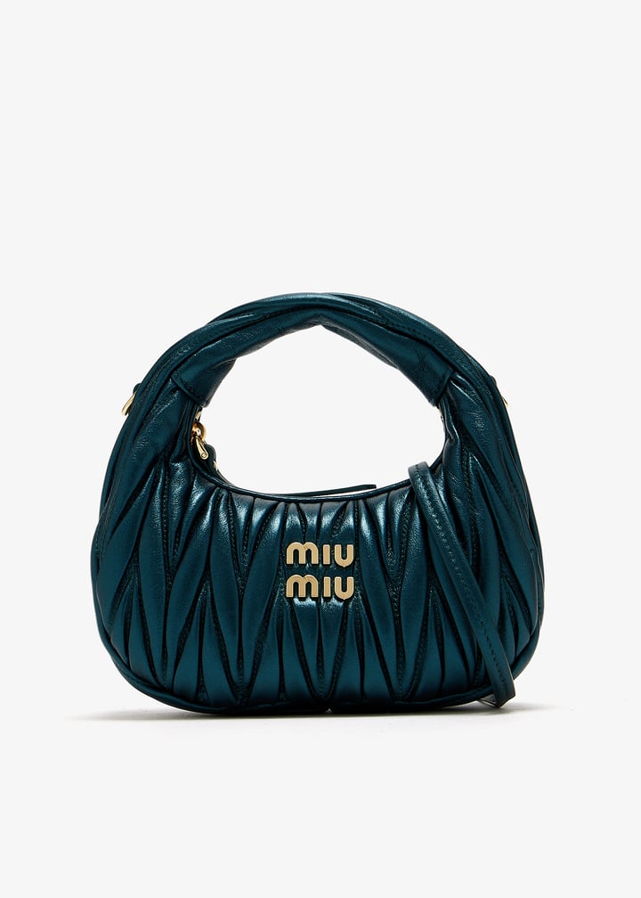 Miu Miu Wander matelassé nappa leather hobo mini-bag for