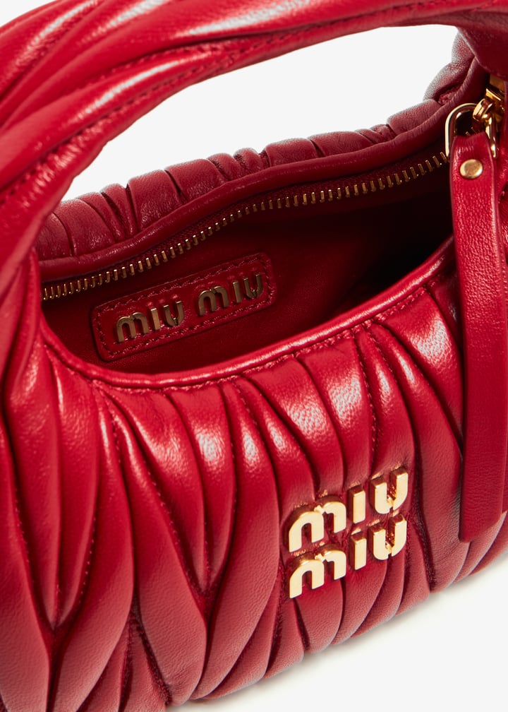 24AW new/MiuMiu ワンダースモールトートバッグ Bag Red Wander Small matelassé leather tote bag in red - Miu Miu