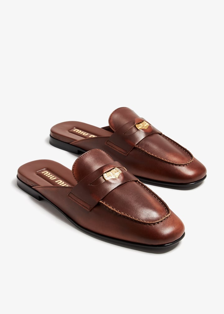 Miu Miu Bleached leather slippers for Women - Brown in UAE