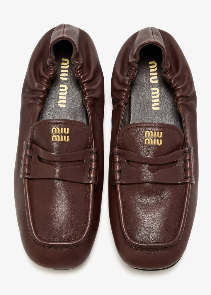 ローファー・オックスフォード MIU MIU Dark Brown Leather Loafers Miu Miu - Leather Penny Loafers in Brown - 5D773D_3G48_F0038