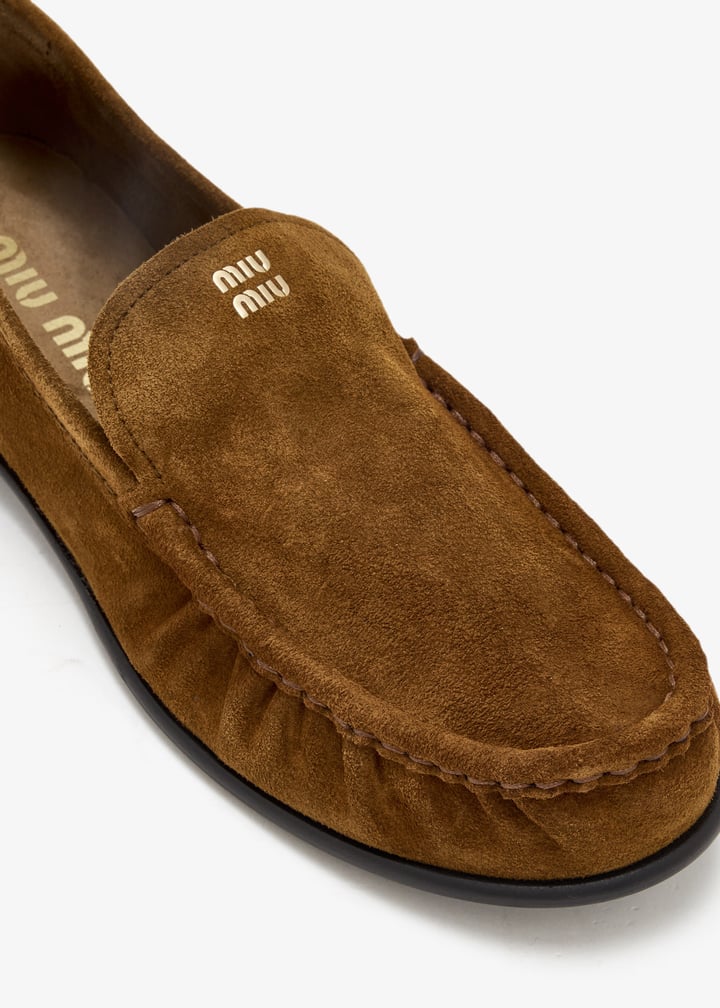 Miu Miu Suede loafers for Women - Brown in KSA | Level Shoes