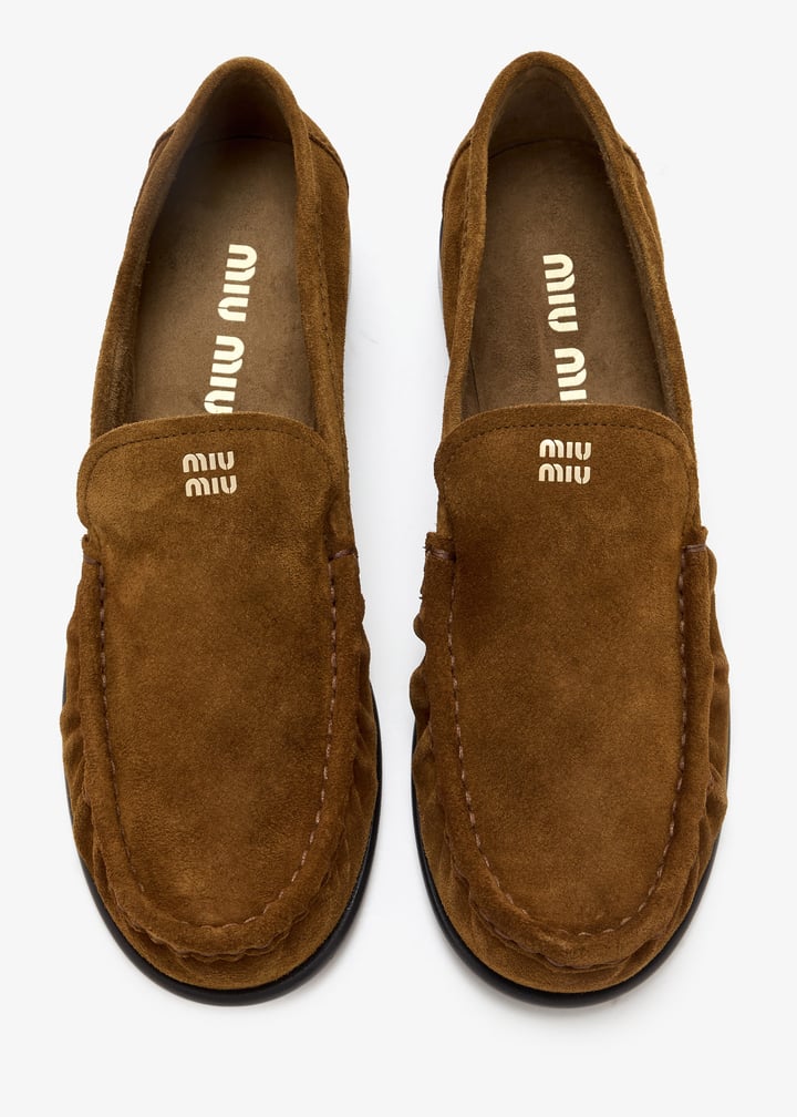 Miu Miu Suede loafers for Women - Brown in UAE | Level Shoes