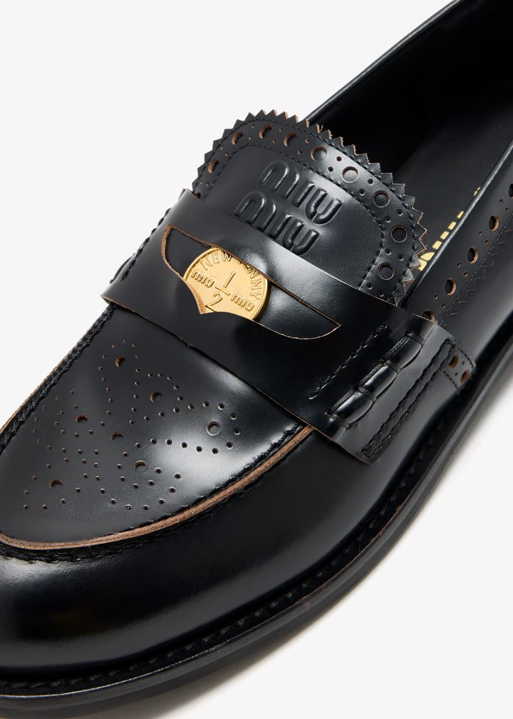 Miu Miu Leather loafers for Women - Black in USA | Level Shoes