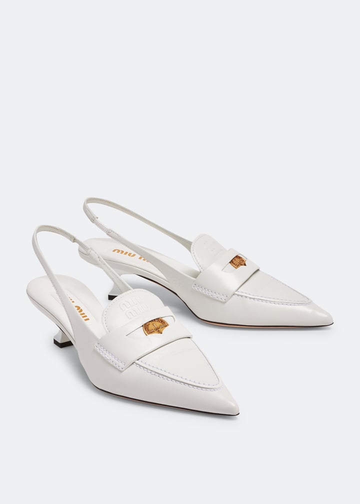 関税・送料込 MIU MIU Ivory leather heeled シューズ Miu Miu Patent leather mules for Women - Beige in UAE