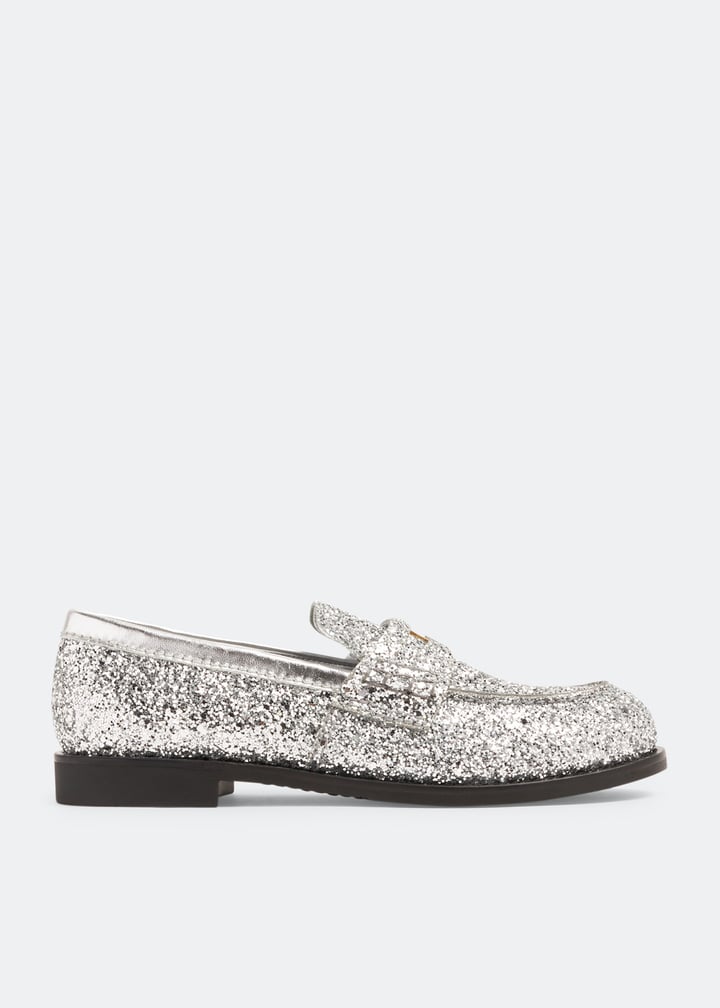 Miu Miu Glitter loafers for Women - Silver in UAE | Level Shoes