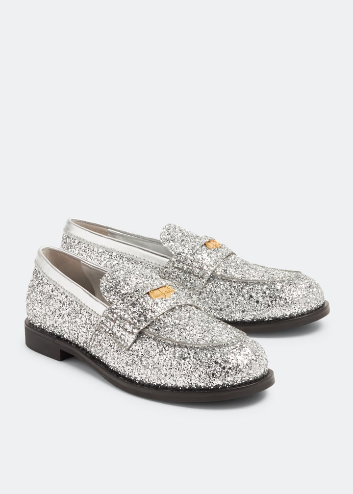 Miu Miu Glitter loafers for Women - Silver in UAE | Level Shoes