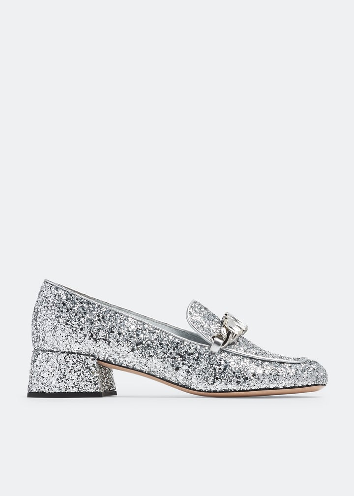 Miu Miu Glitter loafers for Women - Silver in UAE | Level Shoes