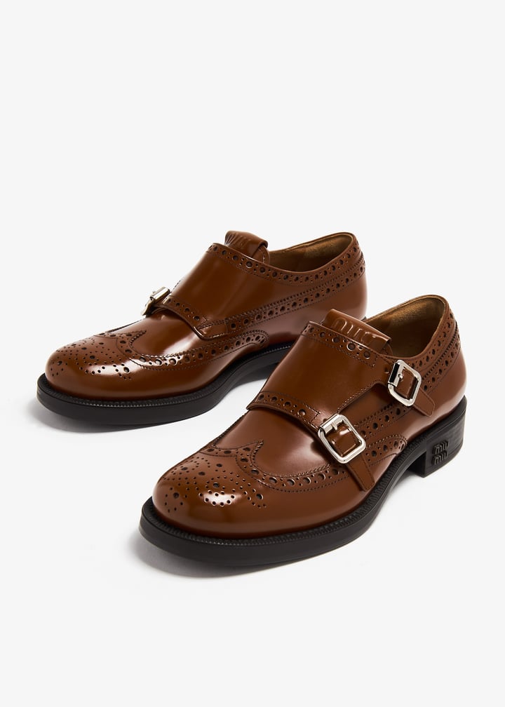 Brogue Shoes Brown Leather Monk Strap Shoes Miu Miu X Church's