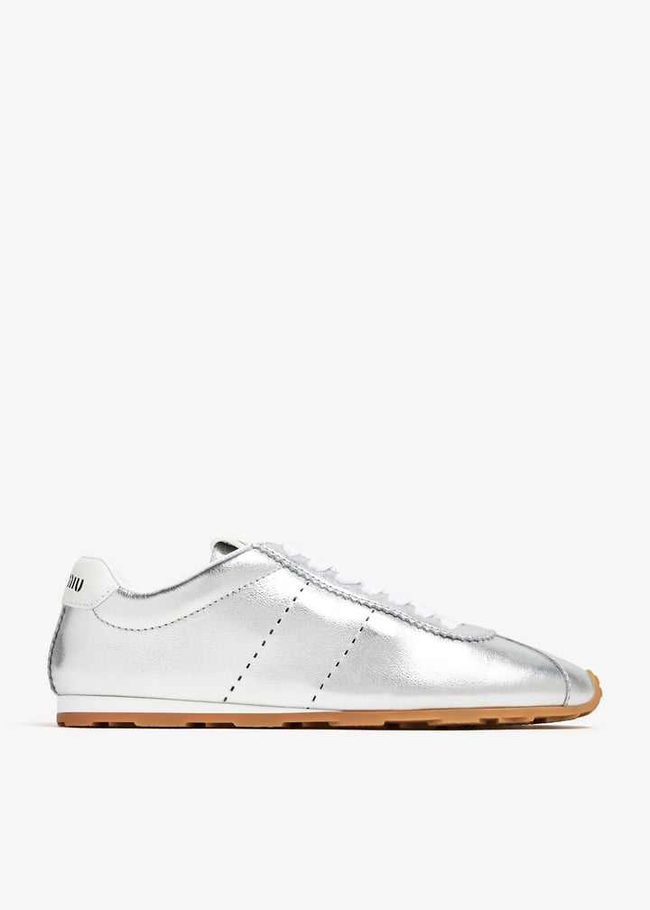 Miu Miu Mordoré leather sneakers for Women - Silver in UAE