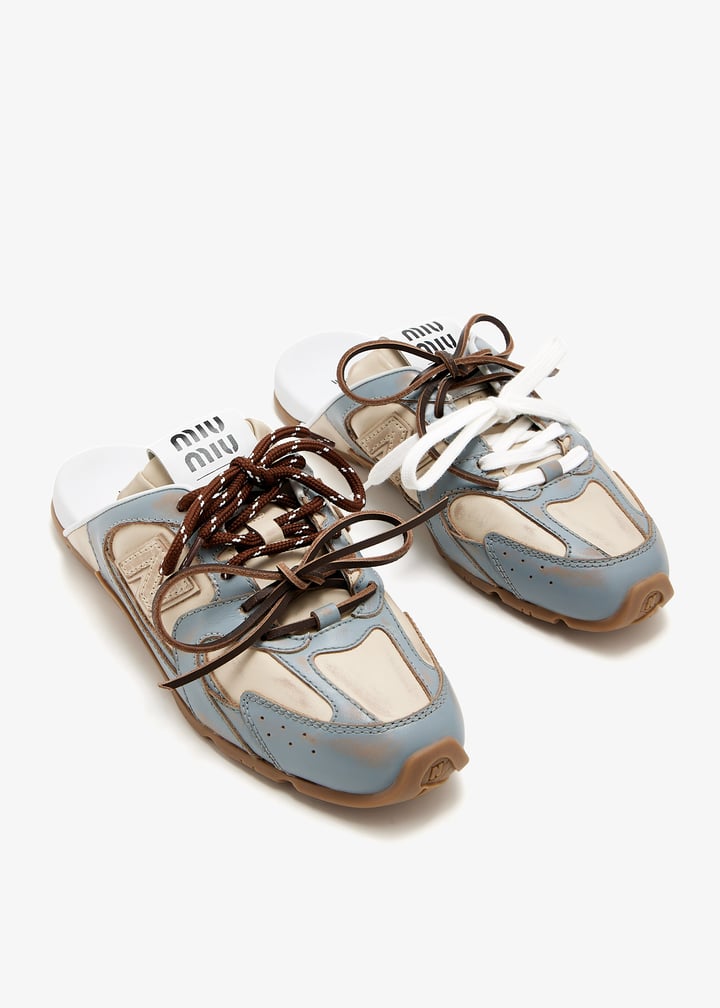 Miu Miu x New Balance 530 SL deco calf leather mules for