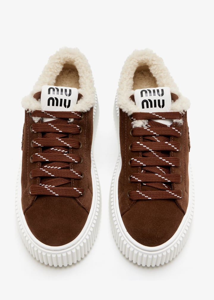 Suede and shearling sneakers