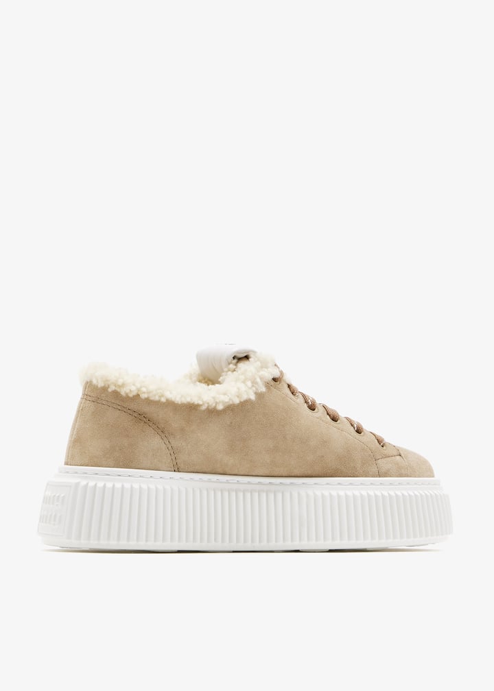 Miu Miu Suede and shearling sneakers for Women Beige in UAE