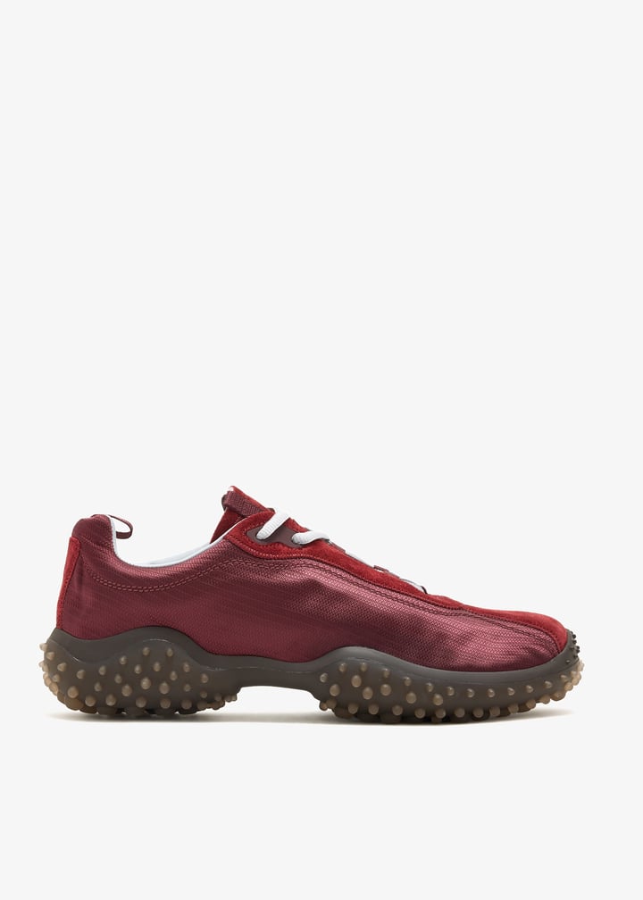 Bubble technical fabric and suede sneakers