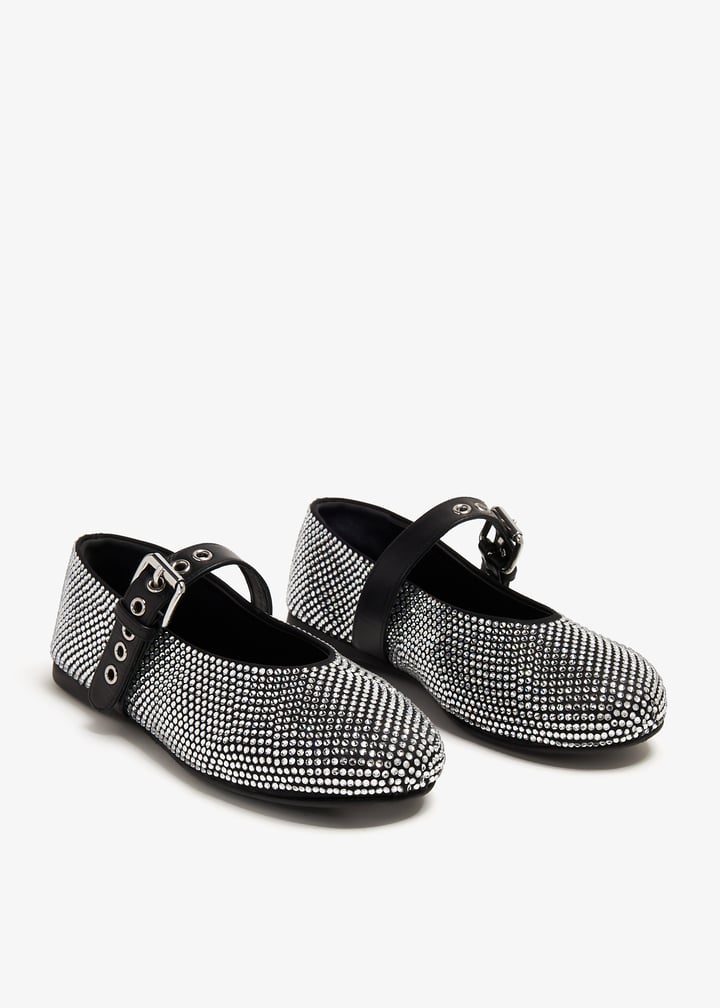 バレエシューズ MIU MIU 5F209E_2AWLSATIN BALLERINAS WITH CRYSTALS MIU MIU ballet flats shoes crystal studded heels 40.5 | eBay