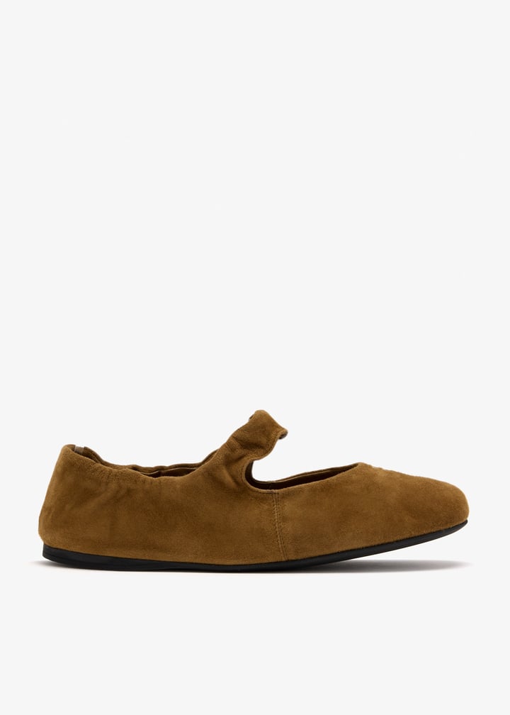 Miu Miu Ruches suede ballerinas for Women - Brown in UAE | Level Shoes