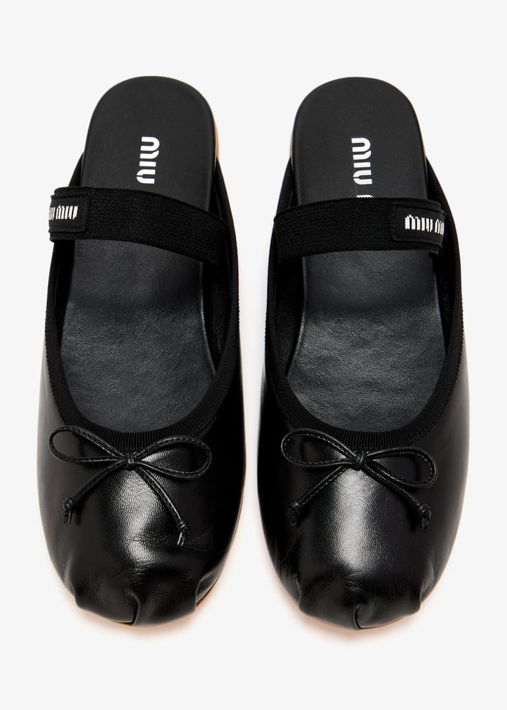 Miu Miu Leather ballerina mules for Women - Black in UAE | Level Shoes