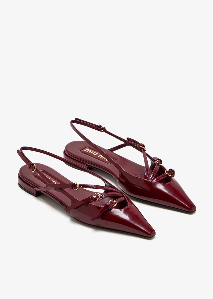 サンダル・ミュール MiuMiu Burgundy leather ballerinas (5F476EF010069 F0D27) Miu Miu Buckle slingback ballerinas for Women - Burgundy in