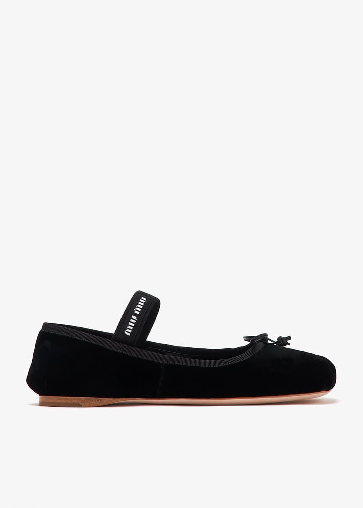 MIU MIU Velvet Ballet Flats バレエシューズ Velvet ballet flats in black - Miu Miu | Mytheresa