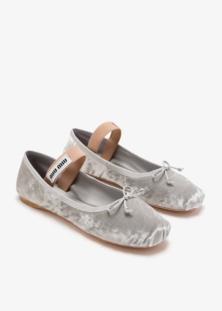Miu Miu Velvet ballerinas for Women - Silver in UAE | Level Shoes