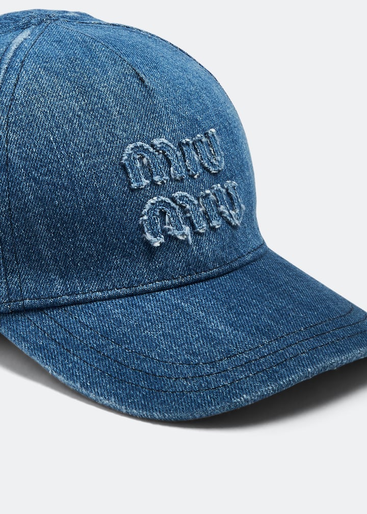 Miu Miu Denim baseball cap for Women - Blue in KSA | Level Shoes