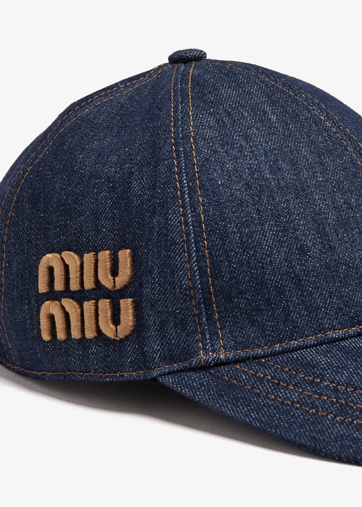 Miu Miu Denim baseball cap for Women - Blue in UAE | Level Shoes