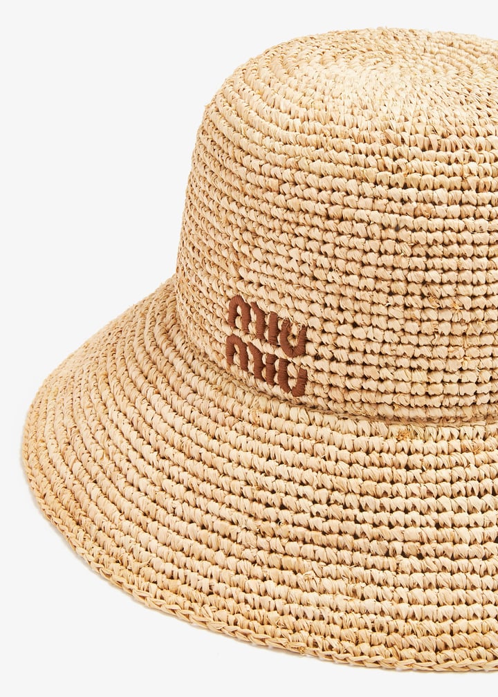 ハット MIU MIU Raffia Hat Miu Miu Raffia Logo Bucket Hat | Harrods UK