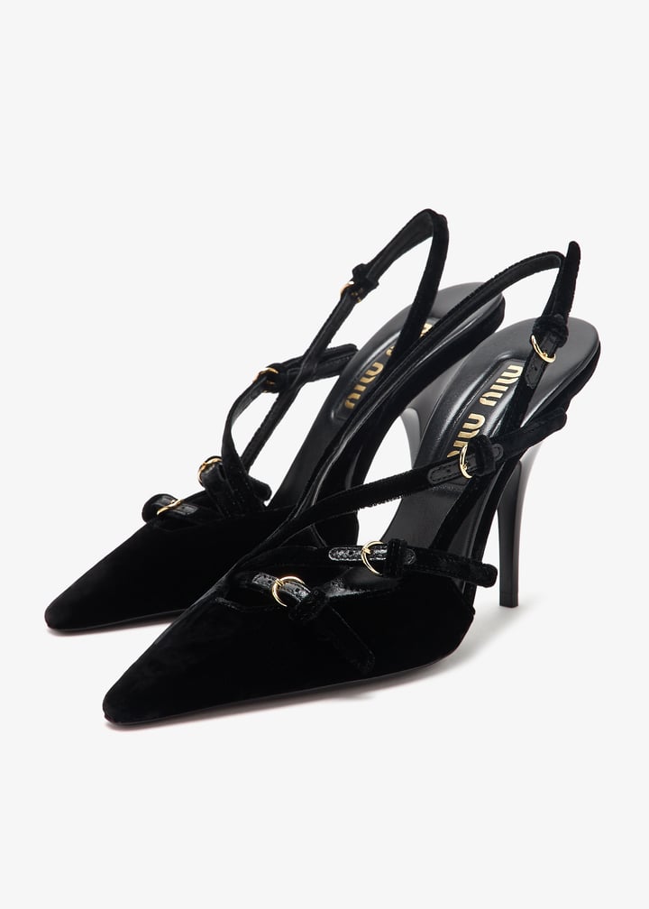 パンプス MiuMiu Velvet slingback Miu Miu Buckle slingback pumps for Women - Black in UAE