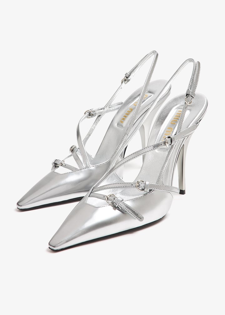 Miu Miu Buckle slingback pumps for Women - Silver in UAE