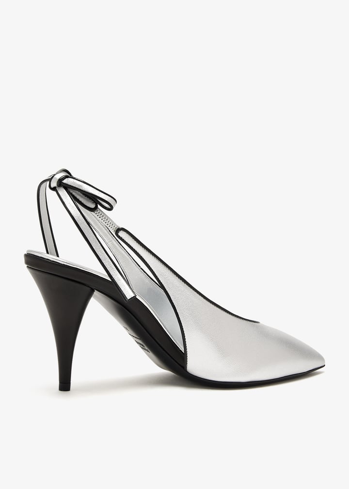 パンプス MiuMiu | Leather slingback pumps 5I923D_011_F0304_F_035 Miu Miu 55mm Leather Slingback Pumps | Green | FARFETCH