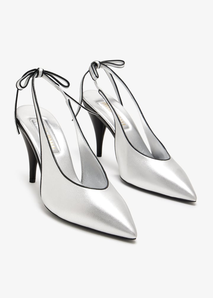 miumiu Nappa leather slingback pumps ミュウミュウ パンプス Miu Miu Nappa Leather Slingback Pumps in Black/White — UFO
