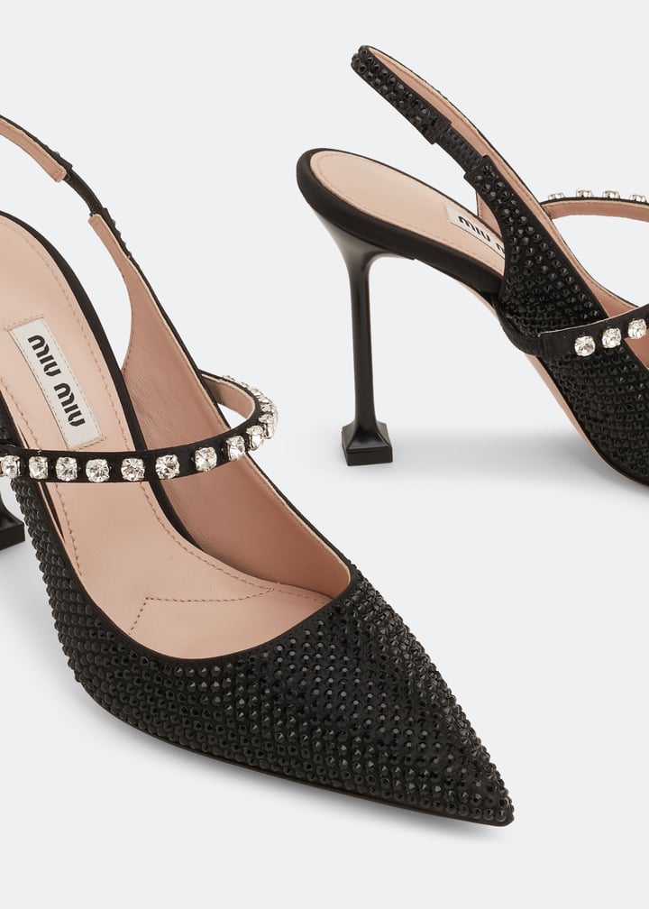 Miu Miu Crystal slingback pumps for Women - Black in Qatar
