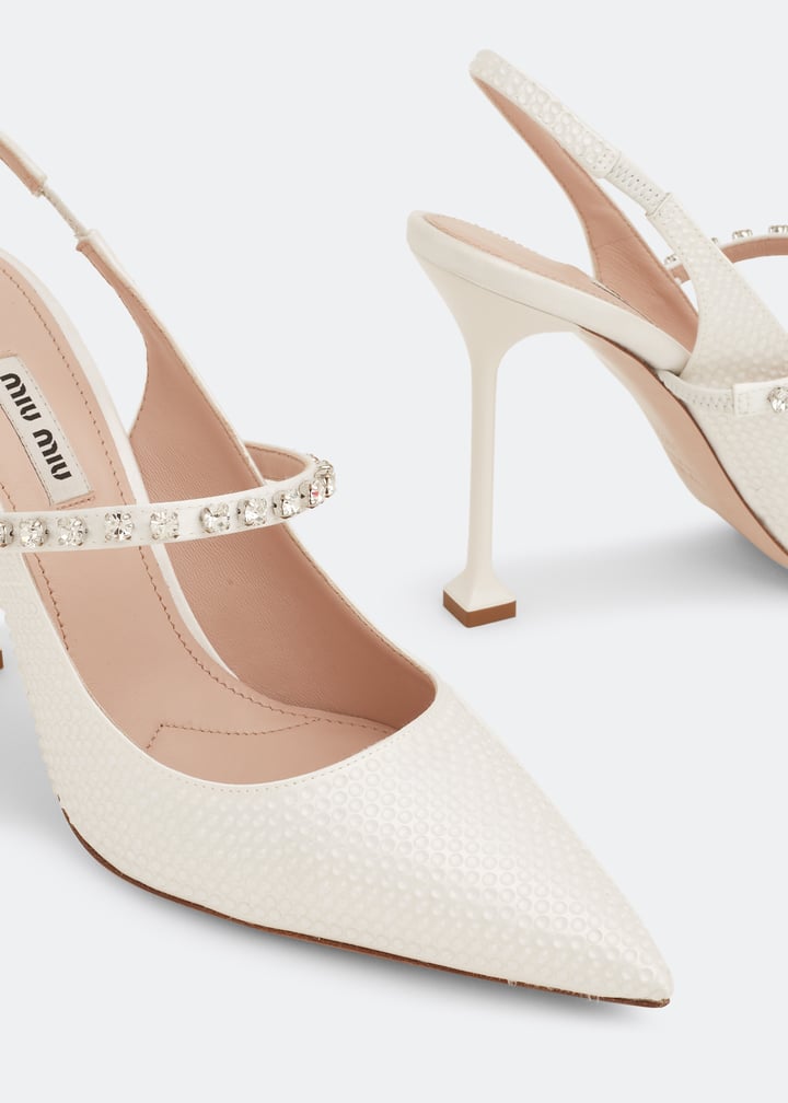 パンプス MiuMiu | Satin and crystal slingback pumps Miu Miu Satin and crystal slingback pumps | REVERSIBLE