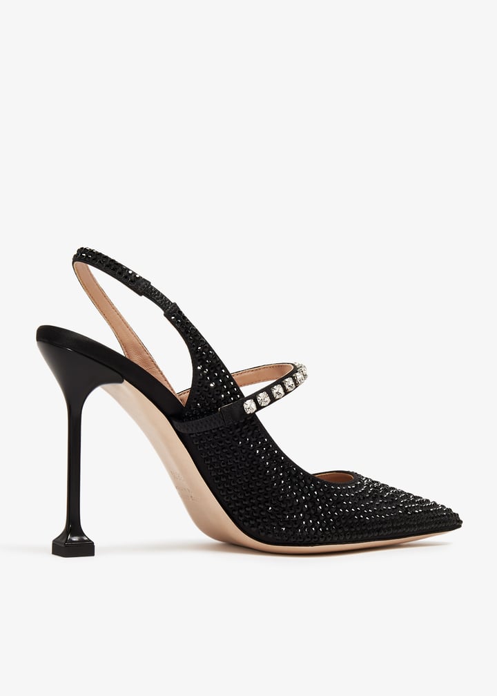miu miu 黒いクリスタル付きミュール 35 Miu Miu ブラックファークリスタルミュール Miu Miu スタッズ