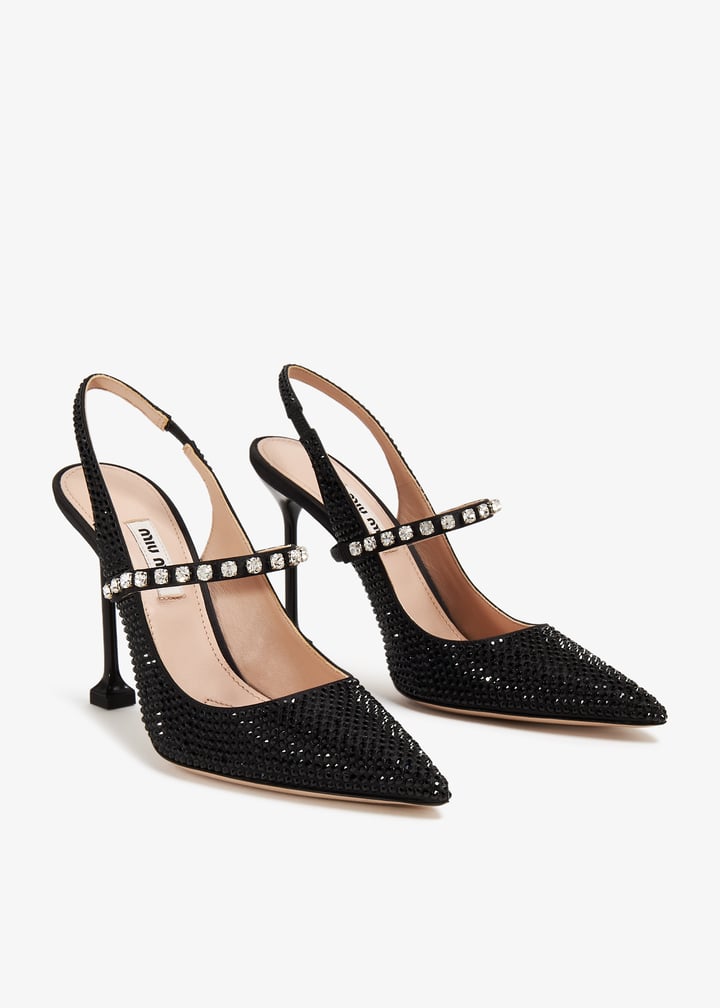 パンプス MiuMiu | Satin and crystal slingback pumps Miu Miu Crystal slingback pumps for Women - White in UAE