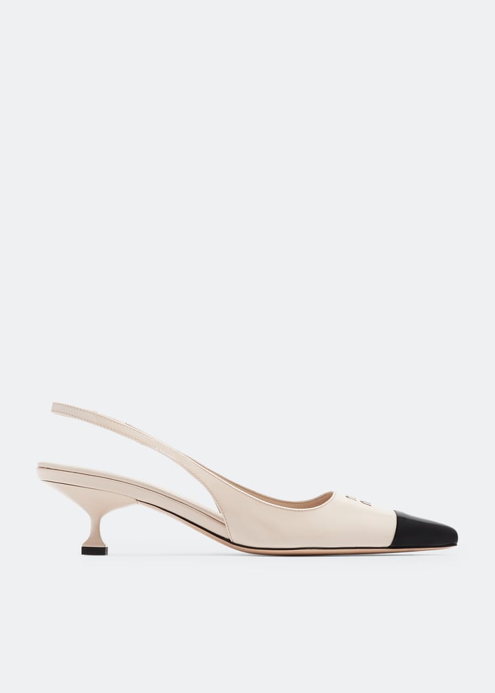 Miu Miu Patent leather slingback pumps for Women - Beige in