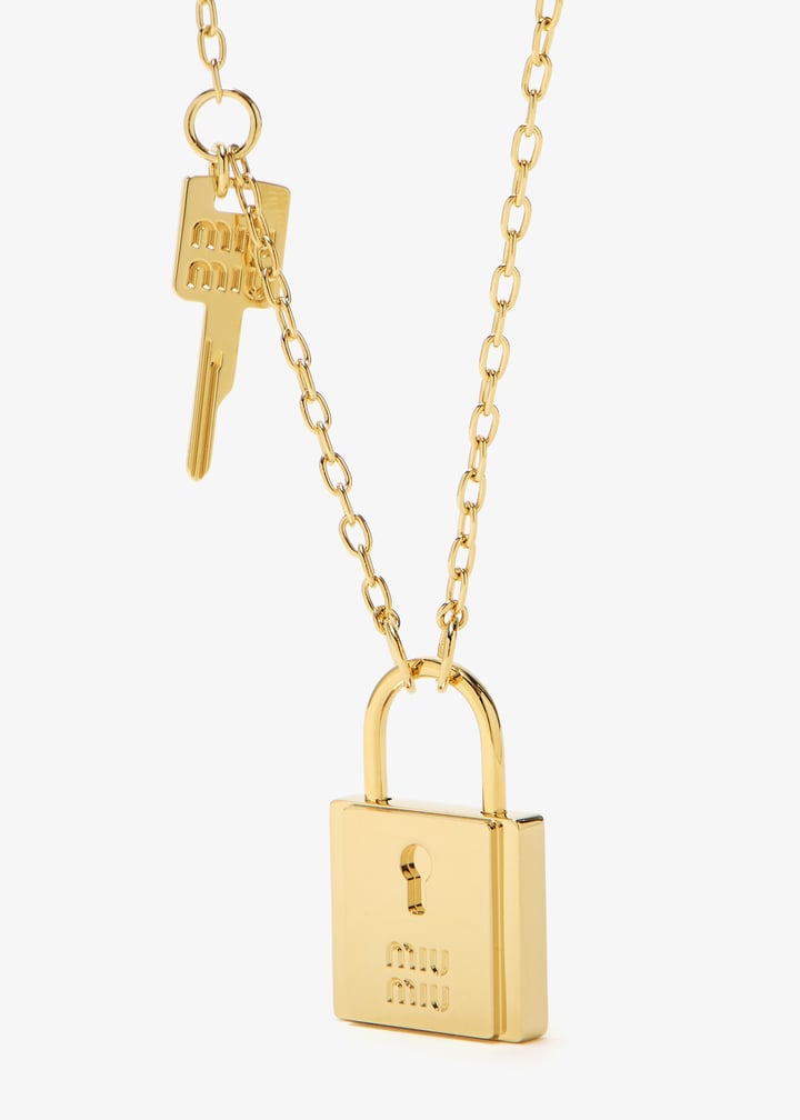 Auth Miumiu Necklace Gold/Off #303004M31B gretalouisetome wearing Jewels Aficionado for @miumiu  main image 4