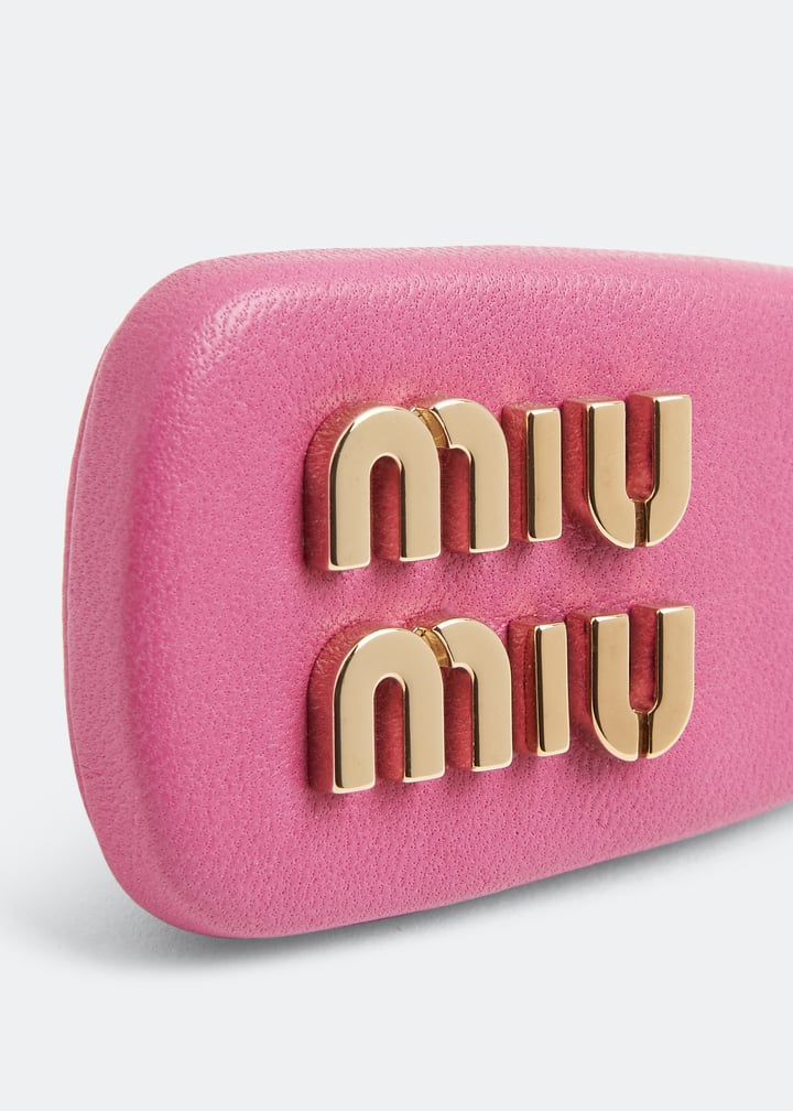 Miu Miu Leather hair clip for Women - Pink in UAE | Level Shoes
