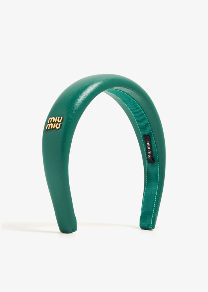 Miu Miu Leather headband for Women - Green in KSA | Level Shoes display picture 3