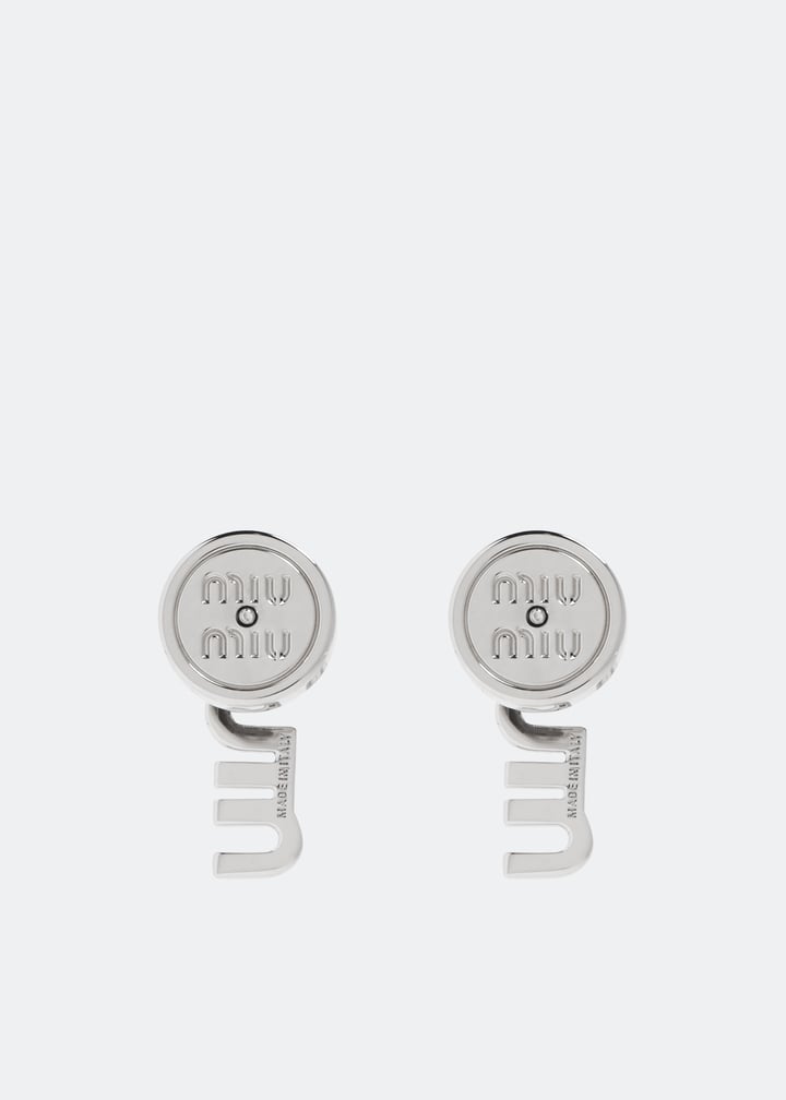 【MiuMiu】l earrings Miu Miu Metal and Leather Earrings | Saks Fifth Avenue