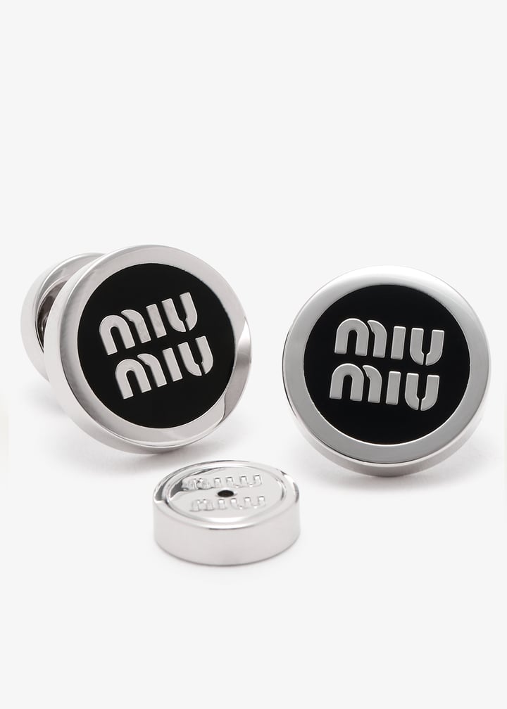 【ｍiuｍiu】Enameled l earrings Miu Miu Enamel Hoop Earrings (set Of three) | White | FARFETCH
