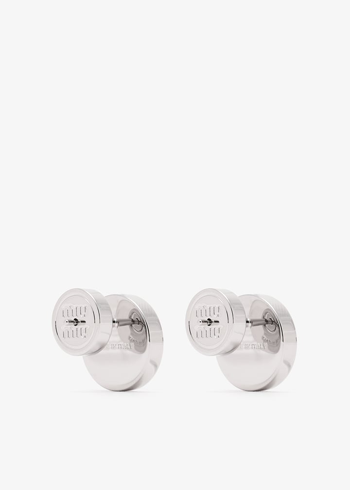 【ｍiuｍiu】Set of enameled l earrings Miu Miu Set Of Enameled Metal Earrings With Visible Logo Blue