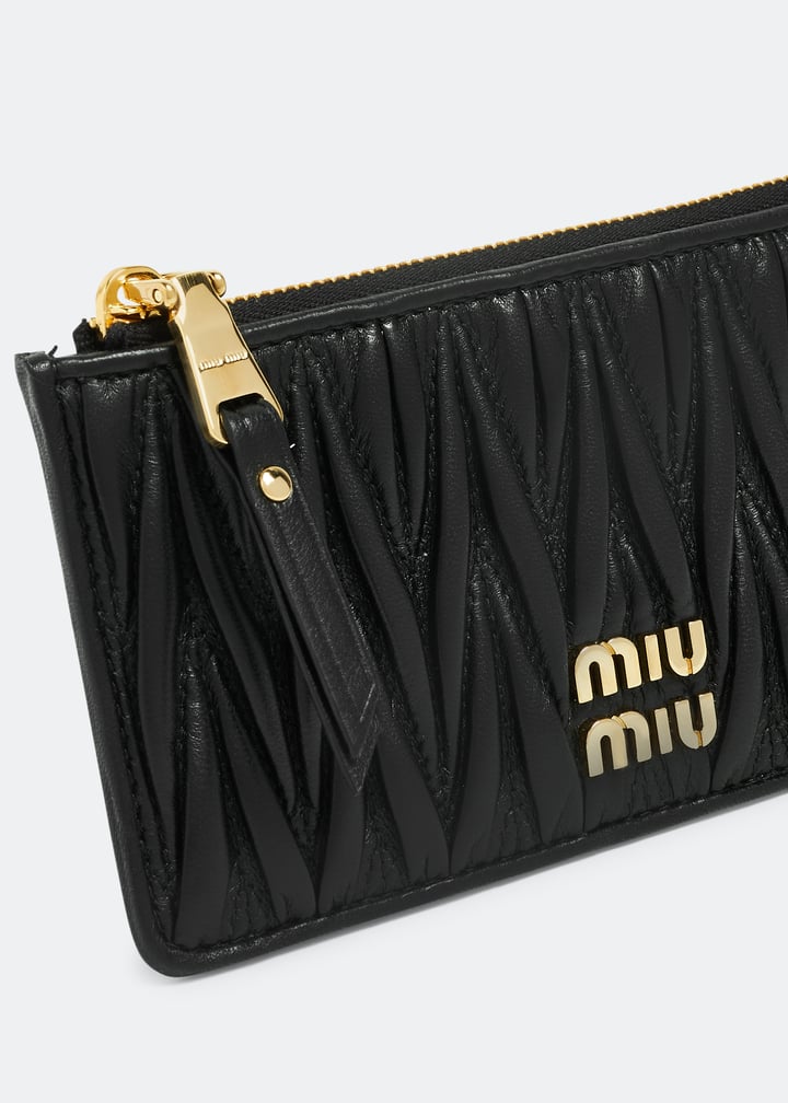 Miu Miu Matelassé leather zipper wallet for Women - Black in