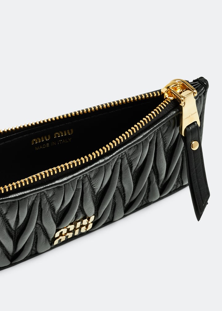 ■MiuMiu■ Small Matelasse Zipper Wallet Black 5ML024AFPPF00 Miu Miu Small Matelassé Nappa Leather Zipper Wallet Black