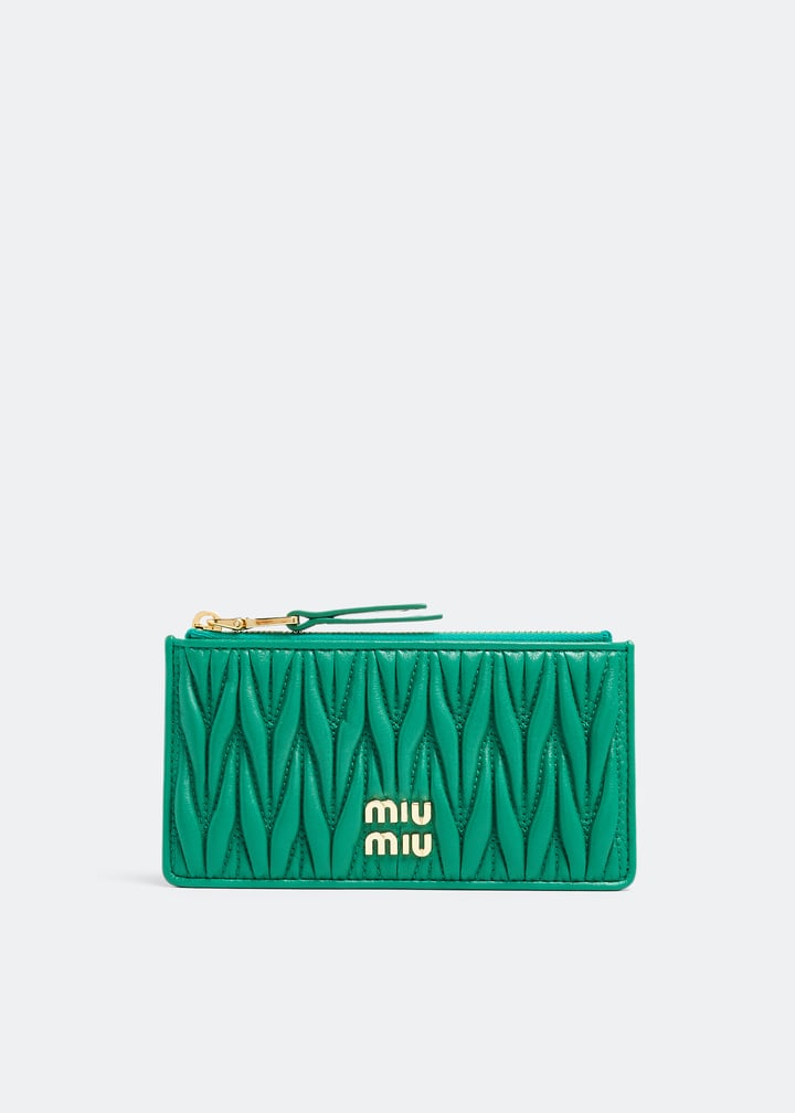 Miu Miu Matelassé leather zipper wallet for Women - Green in