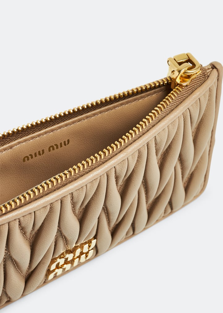 Miu Miu Matelassé leather zipper wallet for Women - Beige in